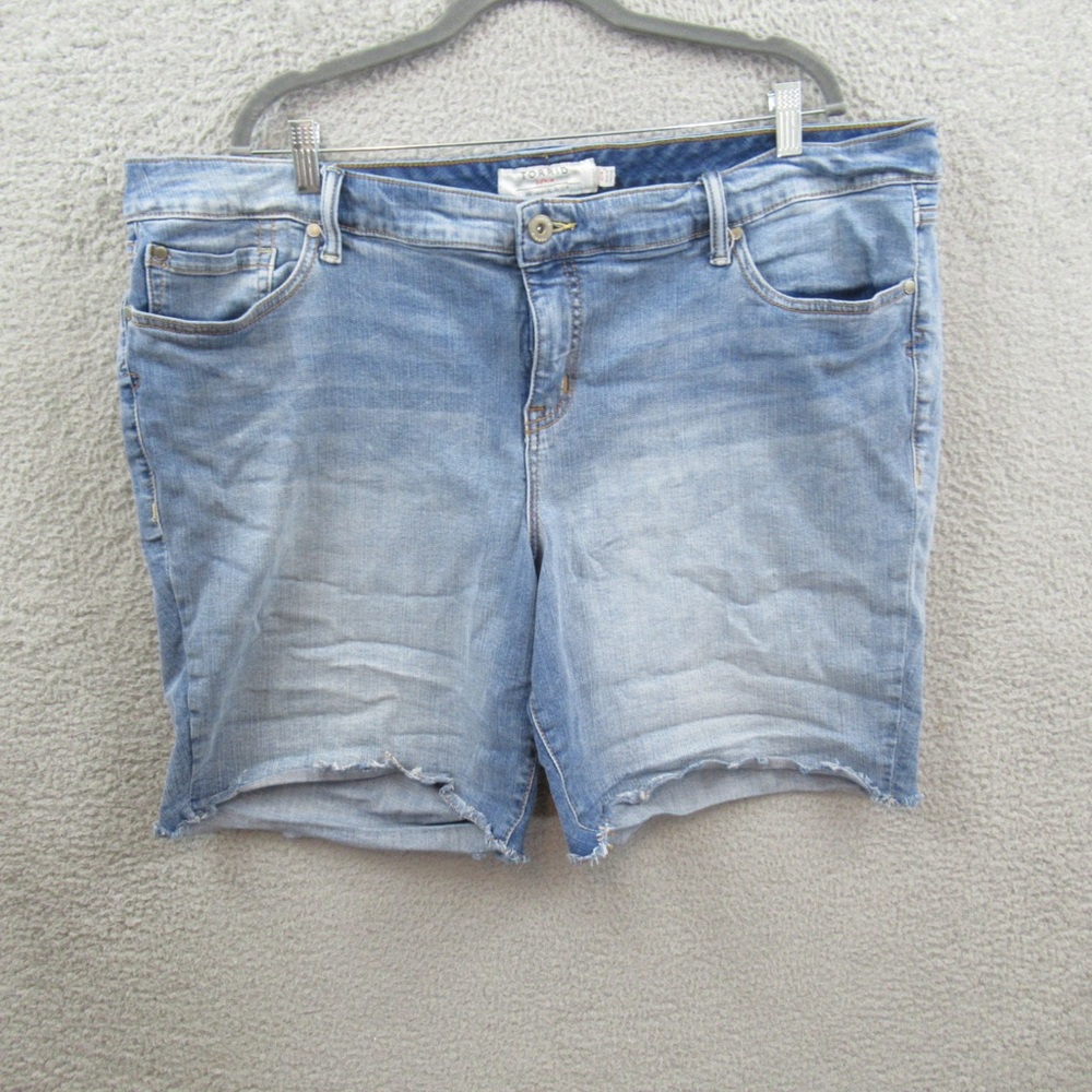 Torrid Women's Shorts Plus Size 24 Blue Denim Jean Mid Rise Cut Off 9" Inseam